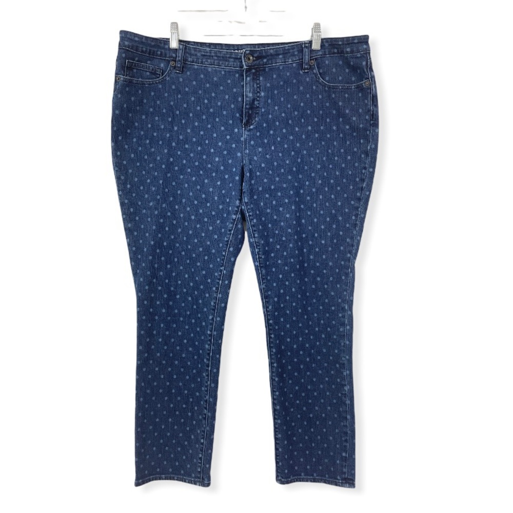 Lands' End Dark Blue Polka Dot Cropped Jeans